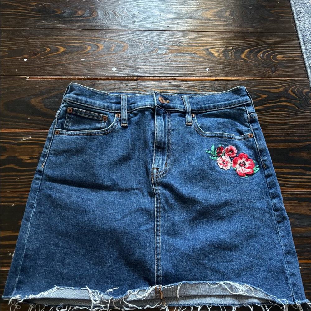 Embroidered Denim Mini Skirt